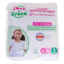 LOVE&GREEN Couches Culottes hypoallergéniques taille 6 - +16kg x26 couches