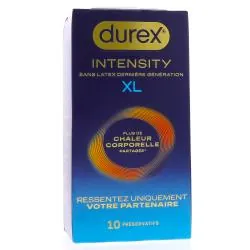 DUREX Intensity - Préservatifs Sans Latex Chaleur Corporelle boite de 10 - taille xl