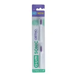 GUM Sonic Ortho - Brossette de Rechange Pour Brosse à Dents Sonic Souple lot de 2