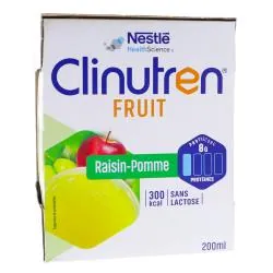 CLINUTREN Fruit Boisson saveur Raisin Pomme brique 4x200ml