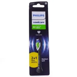 PHILIPS Sonicare W2 optimal white - Tête de brosse de rechange noire x2 + 1 offerte