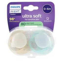 AVENT Ultra Soft - Sucettes 0-6 mois beige / bleu