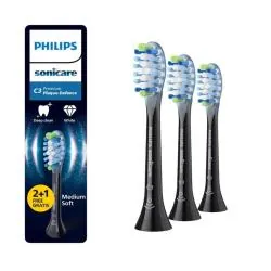 PHILIPS Sonicare - Tête de brosse C3 Premium Plaque Defence 2+1 offert noir