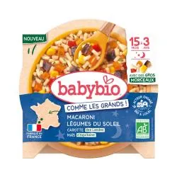 BABYBIO Repas du Soir - Macaroni & Légumes Du Soleil Bio 15mois à 3ans 200g