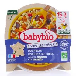 BABYBIO Repas du Soir - Macaroni & Légumes Du Soleil Bio 15mois à 3ans 200g