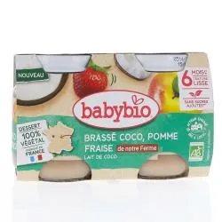 BABYBIO Desserts Végétaux - Brassé Coco Pomme Fraise 2x130g