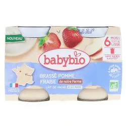 BABYBIO Desserts Lactés - Brassé Pomme Fraise 2x130g
