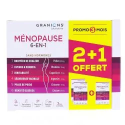 GRANIONS Ménopause 6en1 Sans hormone Lot de 3 x 6à comprimés