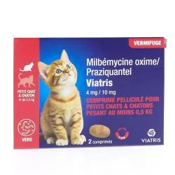 VIATRIS Milbemycine Praziquantel Vermifuge petits chat et chaton x2 comprimés
