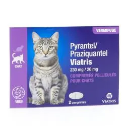 VIATRIS Pyrantel + Praziquantel Vermifuge Chat x2 comprimés