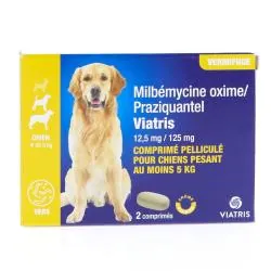 VIATRIS Milbemycine Praziquantel Chien +5kg x2 comprimés