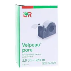 VELPEAU PORE Sparadrap microporeux avec dévidoir 9,14m x 2,5cm
