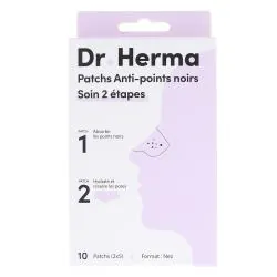 DR. HERMA Patchs Anti-Points Noirs en 2 Etapes 10 patchs