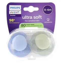AVENT Ultra Soft - Sucettes 0-6 mois bleue / verte