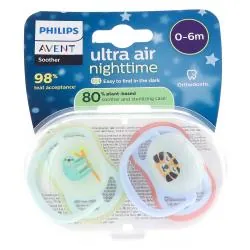 AVENT Sucettes Ultra Air Night 0-6 mois lion/paresseux