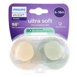 AVENT Ultra Soft - Sucette 6-18 mois beige / verte