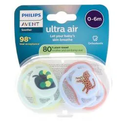AVENT Sucettes Ultra air 0-6m x2 animaux
