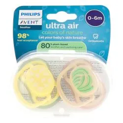 AVENT Sucettes Ultra air 0-6m x2 colors of nature