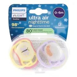 AVENT Sucettes Ultra Air Night 0-6 mois papillon/luciole