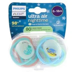 AVENT Sucettes Ultra Air Nighttime 6-18 mois