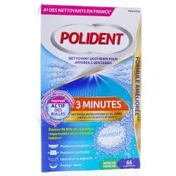 POLIDENT Nettoyant pour appareils dentaires 3min x66 comprimés