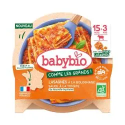 BABYBIO Comme les grands - Lasagnes à la bolognaise boeuf et tomate dès 15 mois 200g
