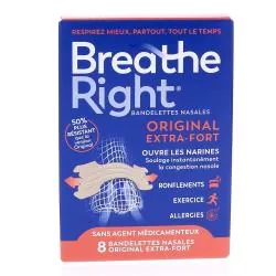 BREATHE RIGHT Bandelettes nasales Original Extra Fort x8
