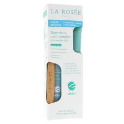 LA ROSÉE Dentifrice soin complet à la menthe bio lot 2 x 75ml + brosse à dent offerte