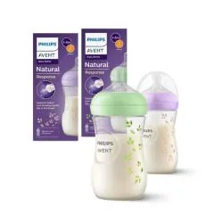 AVENT Biberon Natural response biberon tétine silicone +1mois 260ml décoré