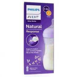 AVENT Biberon Natural response biberon tétine silicone +1mois 260ml décoré