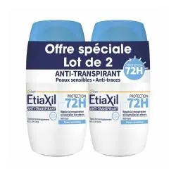 ETIAXIL Anti-Transpirant - Déodorant Roll-on Protection 72h lot 2 x 50ml