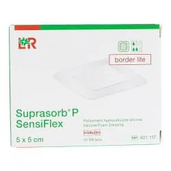 LOHMANN & RAUSHER Suprasorb P SensiFlex Pansement Hydrocellulaire Siliconé x10 6 x 12 cm border lite