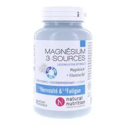 NATURAL NUTRITION Magnésium 3 Sources + B6 90 gélules