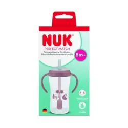 NUK Perfect Match - Tasse d'apprentissage paille dès 8mois 260ml rose