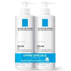 LA ROCHE-POSAY Lipikar lait 2 flacons pompe x 400ml