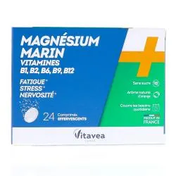 VITAVEA Magnésium Marin + vitamines B1 B2 B6, B9, B12 comprimés effervescents x24