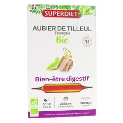 SUPERDIET Aubier de tilleul bio solution buvable digestion 20 ampoules
