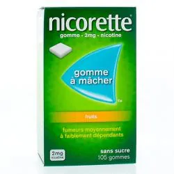 NICORETTE Fruits 2 mg sans sucre boîte de 105 gommes