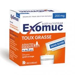 EXOMUC Toux grasse 200 mg boîte de 24 sachets