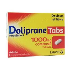 Doliprane Tabs 1000 mg boîte de 8 comprimés