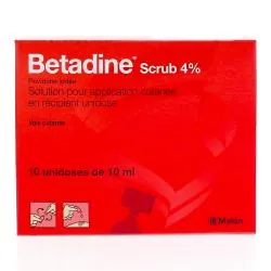 BETADINE SCRUB 4 % MYLAN boîte de 10 récipients unidoses