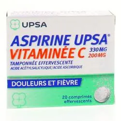 ASPIRINE UPSA Vitamine C tamponnée effervescente 330mg 2 tubes de 10 comprimés