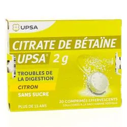 CITRATE DE BETAINE UPSA 2g citron sans sucre boîte de 20 comprimés