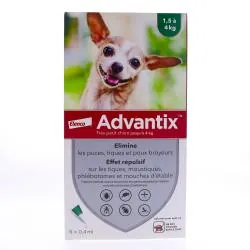 ADVANTIX Pipettes Antiparasitaires Très petits Chiens 1.5 à 4kg 1.5 à 4 kg x 6 pipettes