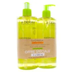 A-DERMA Exomega Control - Huile lavante émolliente lot de 2 x 500ml