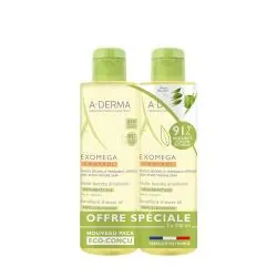 A-DERMA Exomega Control - Huile lavante émolliente lot de 2 x 500ml