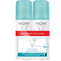 VICHY Déodorant traitement anti-transpirant 48h anti-traces blanches & jaunes lot de 2 aérosols x 125ml