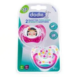 DODIE Duo Sucettes +18 mois physiologique silicone fille REF P51