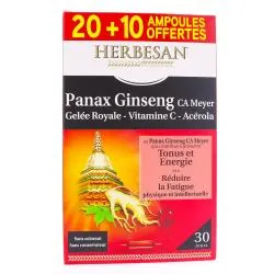 HERBESAN Panax Ginseng gelée royale tonifiant 30 ampoules 15ml