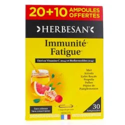 HERBESAN Immunité Fatigue 30 ampoules 10mL